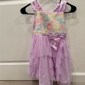 Pastel Purple Kids Dress with Bow